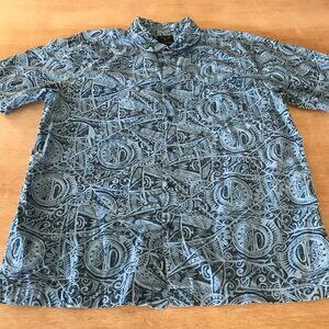 Quicksilver Regular Fit Shirt Men L Black Geometric Tribal Button Up Pocket